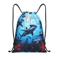 thumbnail image 1 of Drawstring Backpack - Hammerhead shark cool A Splash Proof Small Drawstring Gym Bag for Women Men, Cinch Sports String Bag Backpack for Travel Swimming Beach, 1 of 8