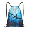 thumbnail image 1 of Drawstring Backpack - Hammerhead shark cool Splash Proof Small Drawstring Gym Bag for Women Men, Cinch Sports String Bag Backpack for Travel Swimming Beach, 1 of 8