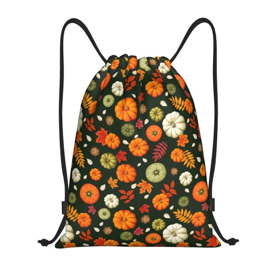 Drawstring Backpack - Harvest Pumpkins Splash Proof Small Drawstring Gym Bag for Women Men, Cinch Sports String Bag Backpack for Travel Swimming Beach