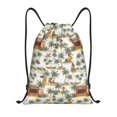 thumbnail image 1 of Drawstring Backpack - Hawaiian Style Green Coconut Tree Splash Proof Small Drawstring Gym Bag for Women Men, Cinch Sports String Bag Backpack for Travel Swimming Beach, 1 of 8