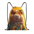 thumbnail image 1 of Drawstring Backpack - Hawaiian Style Guinea Pig Splash Proof Small Drawstring Gym Bag for Women Men, Cinch Sports String Bag Backpack for Travel Swimming Beach, 1 of 8