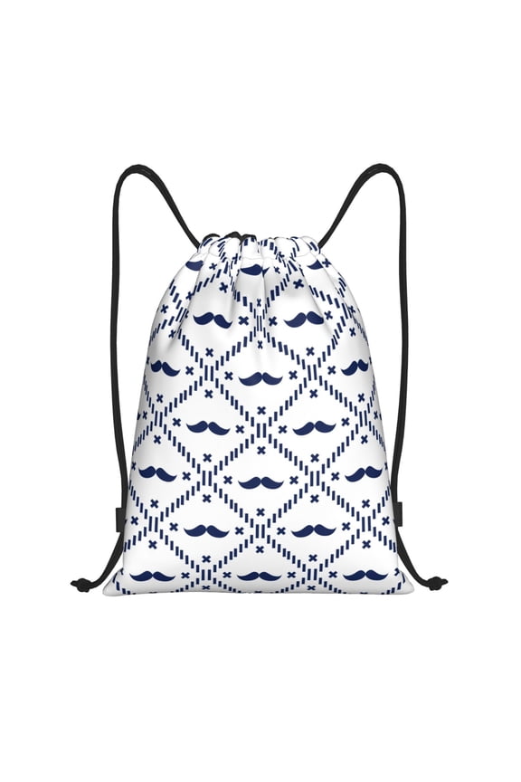 Drawstring Backpack - Hipster Mustache Splash Proof Small Drawstring Gym Bag for Women Men, Cinch Sports String Bag Backpack for Travel Swimming Beach
