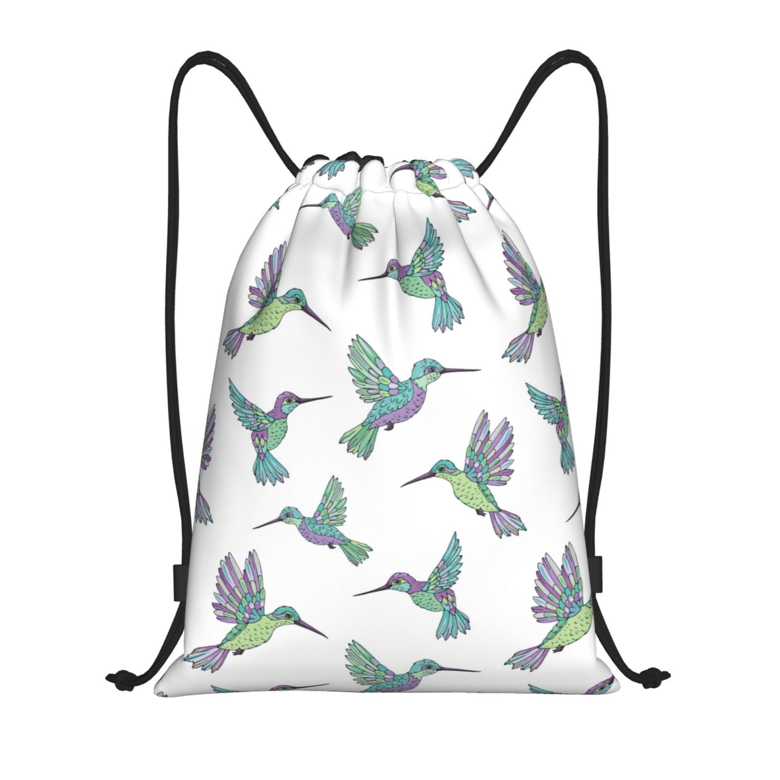 Drawstring Backpack Hummingbird Print White Splash Proof Small