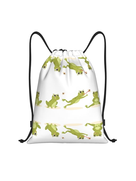 Drawstring Backpack - Hunting Frog Splash Proof Small Drawstring Gym Bag for Women Men, Cinch Sports String Bag Backpack for Travel Swimming Beach