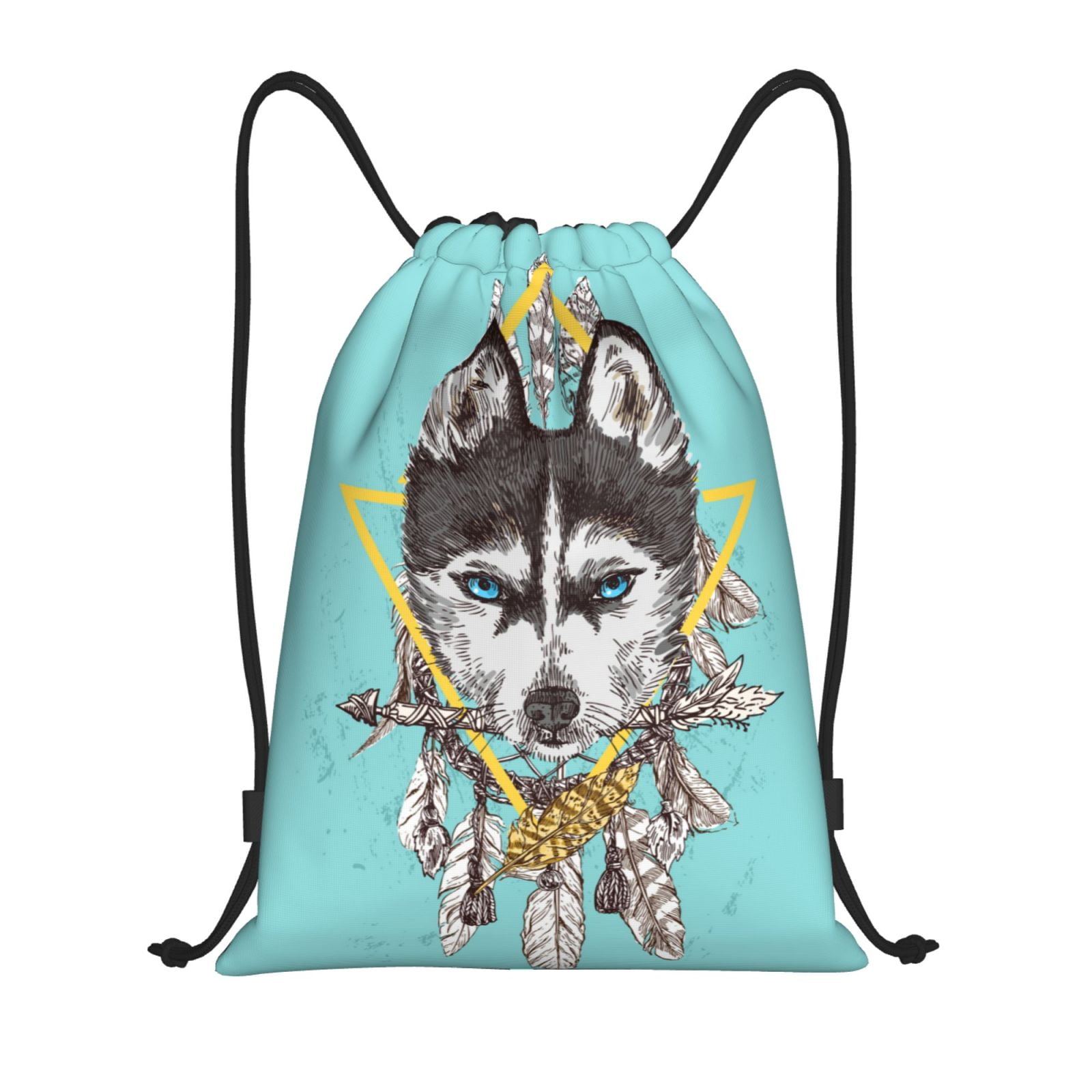 Drawstring Backpack - Husky With Dreamcatcher Cheer Gym Bag for Women ...