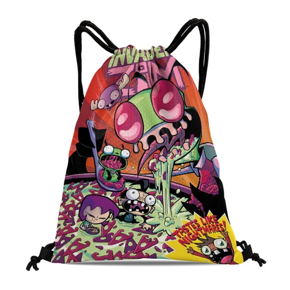 Drawstring Backpack for Invader ZIM Drawstring Pocket Adults Women Men Party Favor Bags Sports for Gym Travel Swimming Hiking Camping Tote Bag 15.7 × 17.7 in