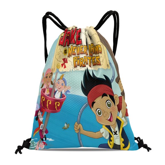 Drawstring Backpack for Jake and the Never Land Drawstring Bags Adults Women Men Party Favor Bags Sports for Gym Travel Swimming Hiking Camping Tote Bag 11.8 15.7 in