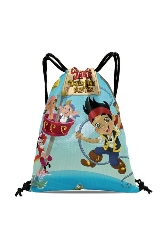 Drawstring Backpack for Jake and the Never Land Drawstring Pocket Adults Women Men Party Favor Bags Sports for Gym Travel Swimming Hiking Camping Tote Bag 11.8 15.7 in