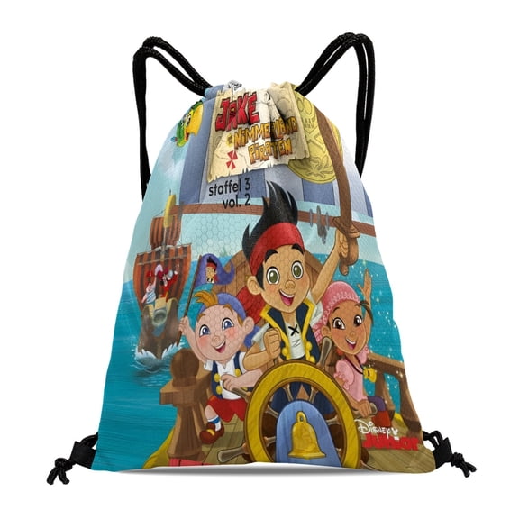 Drawstring Backpack for Jake and the Never Land Sackpack Adults Women Men Party Favor Bags Sports for Gym Travel Swimming Hiking Camping Tote Bag 11.8 15.7 in