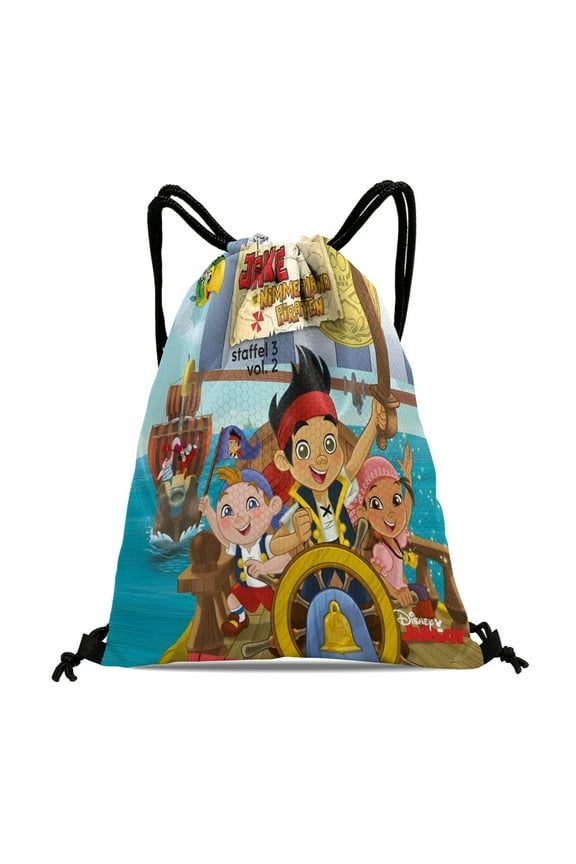 Drawstring Backpack for Jake and the Never Land Sackpack Adults Women Men Party Favor Bags Sports for Gym Travel Swimming Hiking Camping Tote Bag 11.8 15.7 in