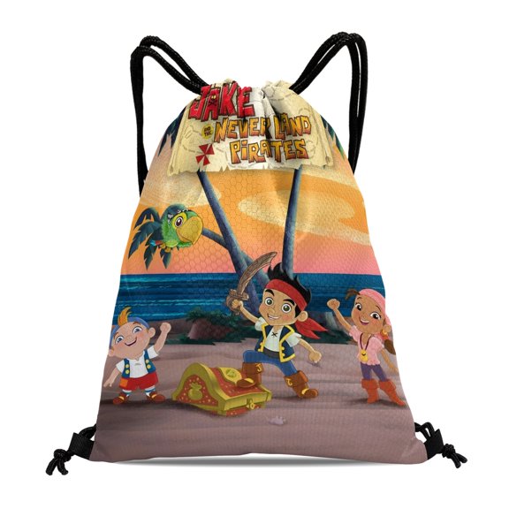 Drawstring Backpack for Jake and the Never Land Sackpack Adults Women Men Party Favor Bags Sports for Swimming Gym Travel Hiking Camping Tote Bag 11.8 15.7 in