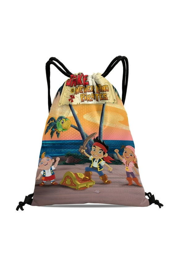 Drawstring Backpack for Jake and the Never Land Sackpack Adults Women Men Party Favor Bags Sports for Swimming Gym Travel Hiking Camping Tote Bag 11.8 15.7 in