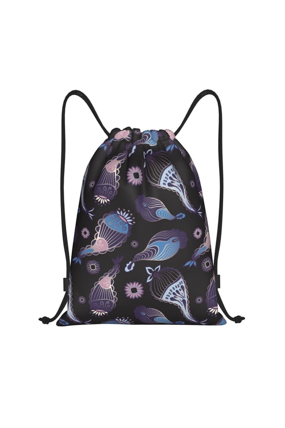 Drawstring Backpack - Jellyfish Tentacle Splash Proof Small Drawstring Gym Bag for Women Men, Cinch Sports String Bag Backpack for Travel Swimming Beach