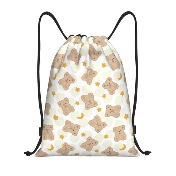 Drawstring Backpack - Kawaii bear Splash Proof Small Drawstring Gym Bag for Women Men, Cinch Sports String Bag Backpack for Travel Swimming Beach