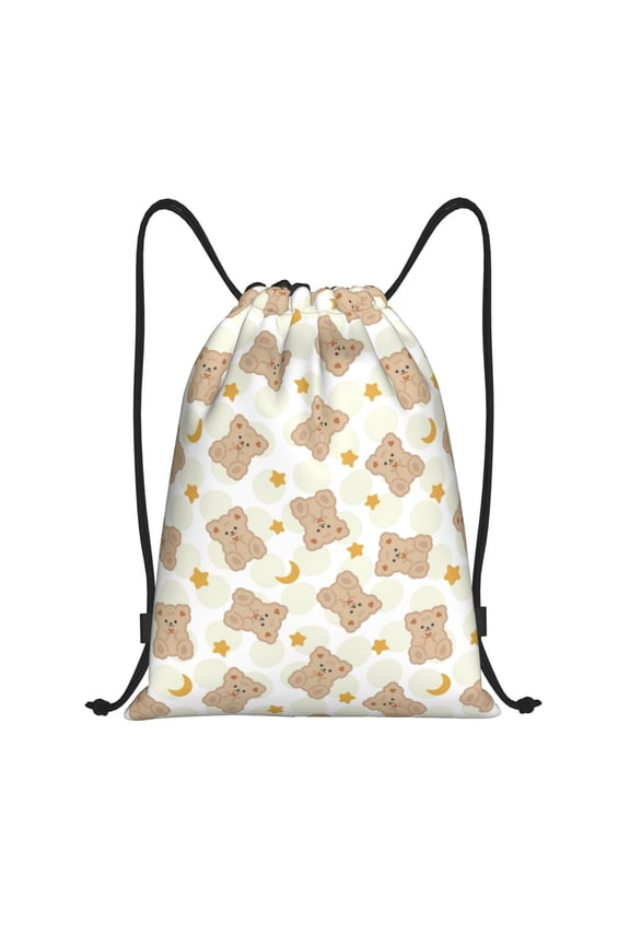 Drawstring Backpack - Kawaii bear Splash Proof Small Drawstring Gym Bag for Women Men, Cinch Sports String Bag Backpack for Travel Swimming Beach
