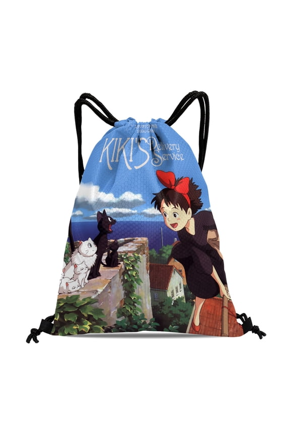 Drawstring Backpack for Kiki's Delivery Service Party Favor Bags Sackpack Adults Women Men Sports for Gym Travel Swimming Hiking Camping Tote Bag 11.8 15.7 in