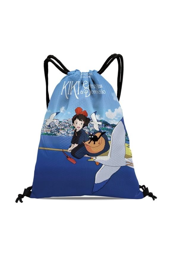 Drawstring Backpack for Kiki's Delivery Service Sackpack Women Men Adults Party Favor Bags Sports for Gym Travel Swimming Hiking Camping Tote Bag 11.8 15.7 in