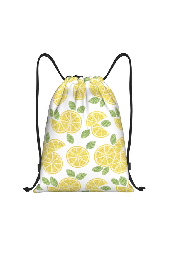 Drawstring Backpack - Lemon slices Splash Proof Small Drawstring Gym Bag for Women Men, Cinch Sports String Bag Backpack for Travel Swimming Beach