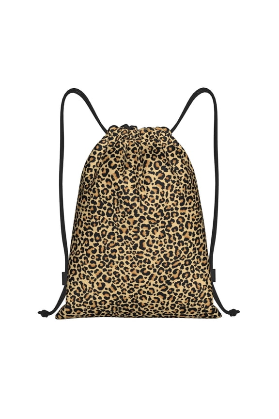 Drawstring Backpack - Leopard Print Splash Proof Small Drawstring Gym Bag for Women Men, Cinch Sports String Bag Backpack for Travel Swimming Beach