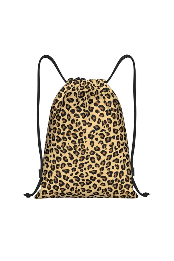 Drawstring Backpack - Leopard print trendy cool Splash Proof Small Drawstring Gym Bag for Women Men, Cinch Sports String Bag Backpack for Travel Swimming Beach