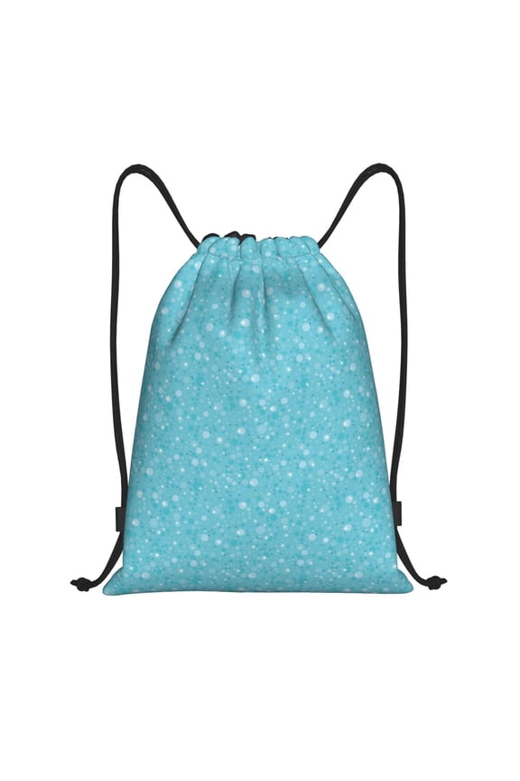 Drawstring Backpack - Light Blue Glitter Patterns Splash Proof Small Drawstring Gym Bag for Women Men, Cinch Sports String Bag Backpack for Travel Swimming Beach