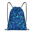thumbnail image 1 of Drawstring Backpack - Light Blue Leopard Print Splash Proof Small Drawstring Gym Bag for Women Men, Cinch Sports String Bag Backpack for Travel Swimming Beach, 1 of 8