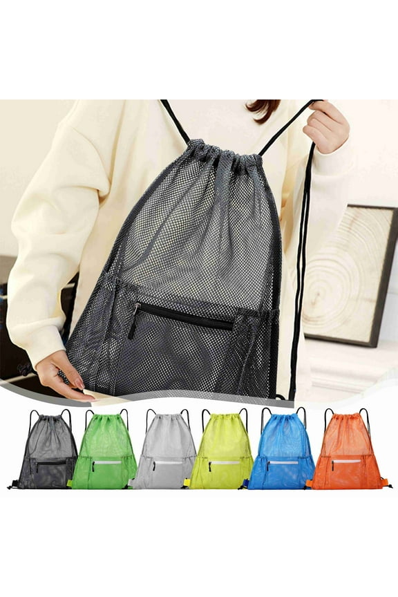 Drawstring Backpack | Lightweight Multipurpose Sports Gym Bag | Durable Polyester | Breathable Mesh Panels | Fits Size 7 Basketball | 49 x 41 cm | Multiple Colors