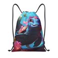 thumbnail image 1 of Drawstring Backpack - Lively Cute Turtle Splash Proof Small Drawstring Gym Bag for Women Men, Cinch Sports String Bag Backpack for Travel Swimming Beach, 1 of 8