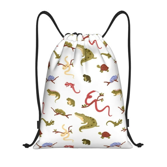 Drawstring Backpack - Lizard Snake Turtle Crocodile_A Gym Bag for Women ...