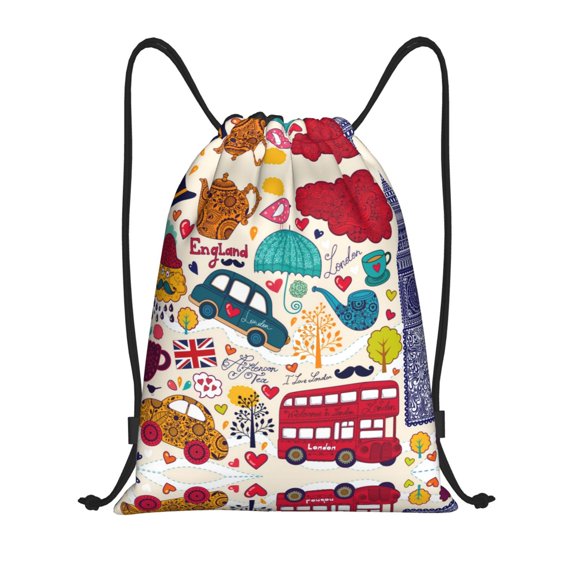Drawstring Backpack - London Symbols Splash Proof Small Drawstring Gym Bag for Women Men, Cinch Sports String Bag Backpack for Travel Swimming Beach