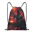thumbnail image 1 of Drawstring Backpack - Lone Rider Under Red Sky Splash Proof Small Drawstring Gym Bag for Women Men, Cinch Sports String Bag Backpack for Travel Swimming Beach, 1 of 8