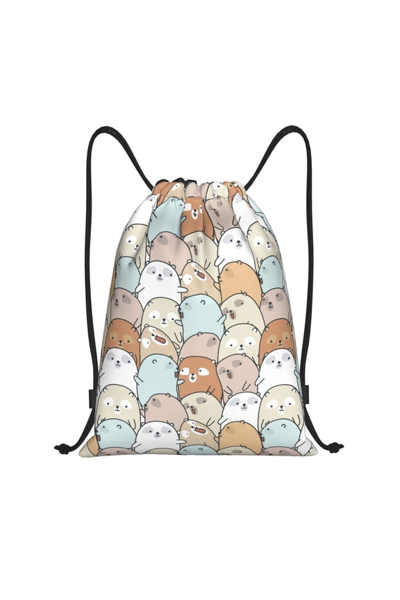 Drawstring Backpack - Lovely bear Splash Proof Small Drawstring Gym Bag for Women Men, Cinch Sports String Bag Backpack for Travel Swimming Beach