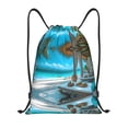 thumbnail image 1 of Drawstring Backpack - Luxurious Tropical Beach Retreat Splash Proof Small Drawstring Gym Bag for Women Men, Cinch Sports String Bag Backpack for Travel Swimming Beach, 1 of 8