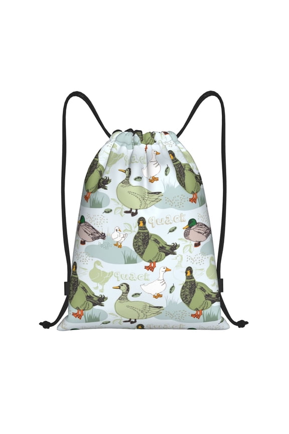 Drawstring Backpack - Mallard Ducks Wild Birds Splash Proof Small Drawstring Gym Bag for Women Men, Cinch Sports String Bag Backpack for Travel Swimming Beach