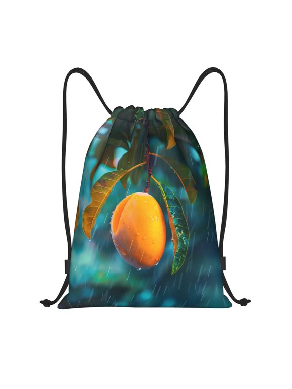 Drawstring Backpack - Mango In The Rain Splash Proof Small Drawstring Gym Bag for Women Men, Cinch Sports String Bag Backpack for Travel Swimming Beach