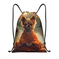 thumbnail image 1 of Drawstring Backpack - Maple Leaf Meditating Chihuahua Splash Proof Small Drawstring Gym Bag for Women Men, Cinch Sports String Bag Backpack for Travel Swimming Beach, 1 of 8