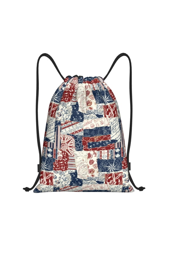 Drawstring Backpack - Marine Sailing Splash Proof Small Drawstring Gym Bag for Women Men, Cinch Sports String Bag Backpack for Travel Swimming Beach