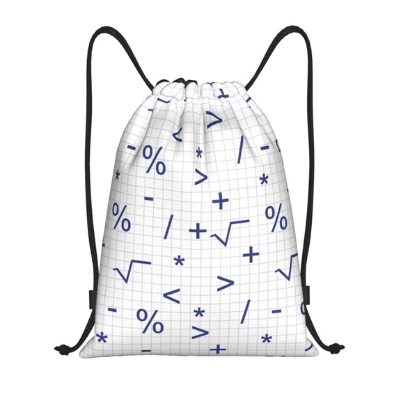 Drawstring Backpack - Math Symbol Print comical Splash Proof Small Drawstring Gym Bag for Women Men, Cinch Sports String Bag Backpack for Travel Swimming Beach