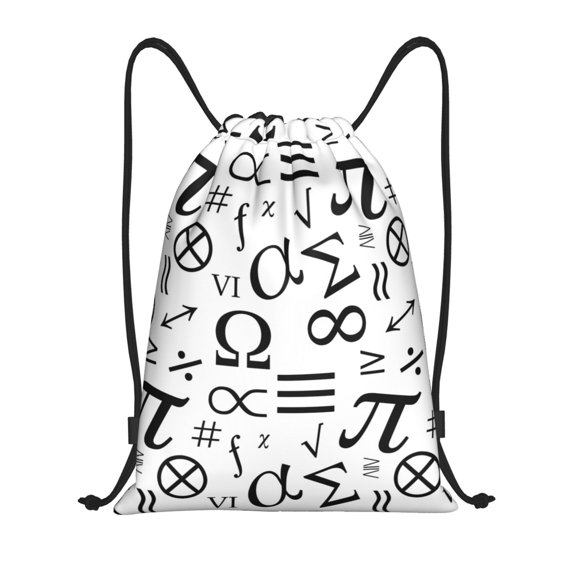 Drawstring Backpack - Math Symbol Print funny Splash Proof Small Drawstring Gym Bag for Women Men, Cinch Sports String Bag Backpack for Travel Swimming Beach