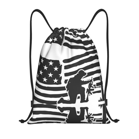 Drawstring Backpack - Memorial Day1 Splash Proof Small Drawstring Gym Bag for Women Men, Cinch Sports String Bag Backpack for Travel Swimming Beach