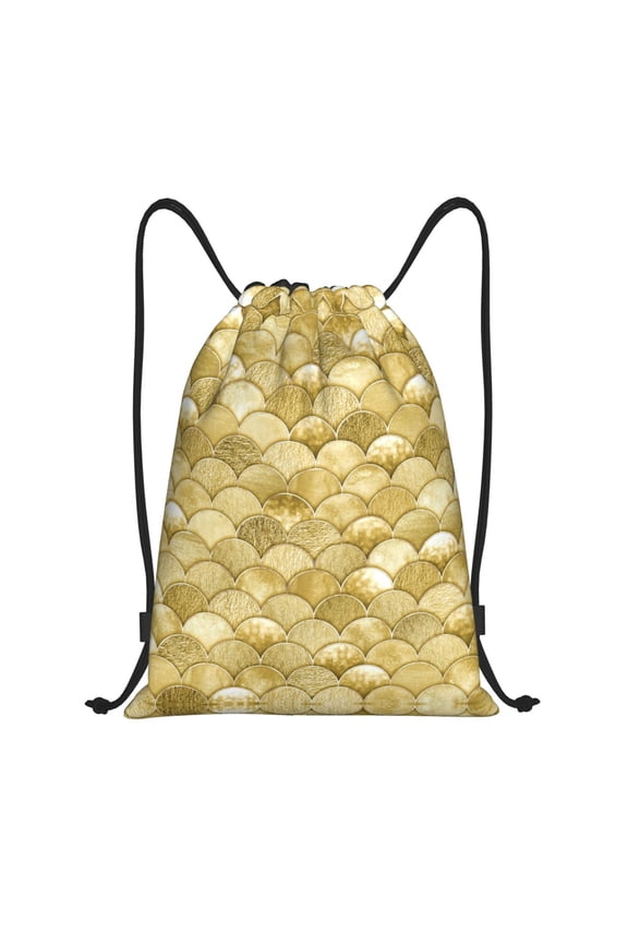 Drawstring Backpack - Mermaid Fish Scale Splash Proof Small Drawstring Gym Bag for Women Men, Cinch Sports String Bag Backpack for Travel Swimming Beach