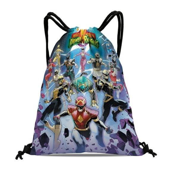 Drawstring Backpack for Mighty Morphin Power Rangers Party Favor Bags Sackpack Adults Women Men Sports for Gym Travel Swimming Hiking Camping Tote Bag 11.8  15.7 in