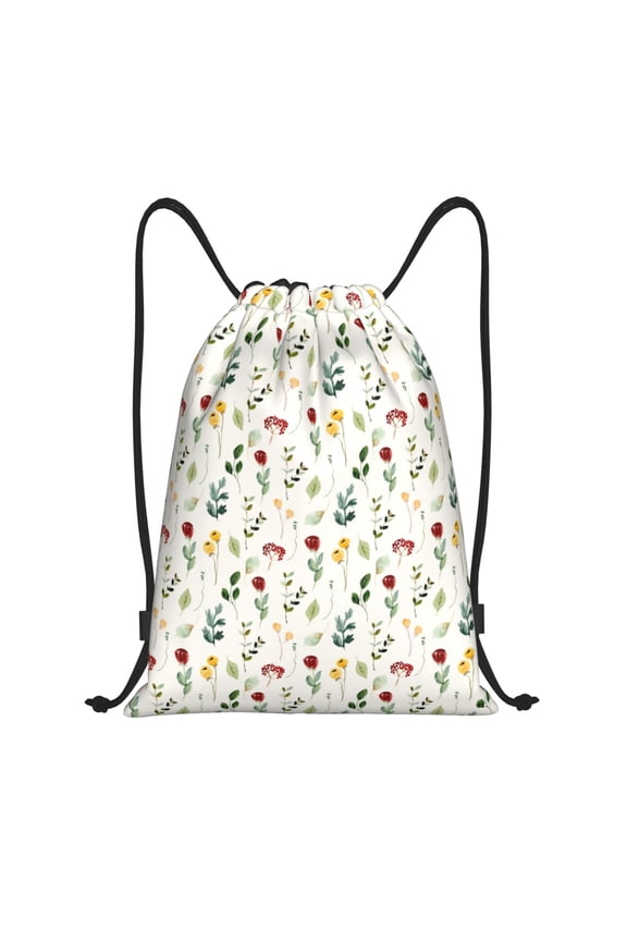 Drawstring Backpack - Mini Flower Watercolor Splash Proof Small Drawstring Gym Bag for Women Men, Cinch Sports String Bag Backpack for Travel Swimming Beach