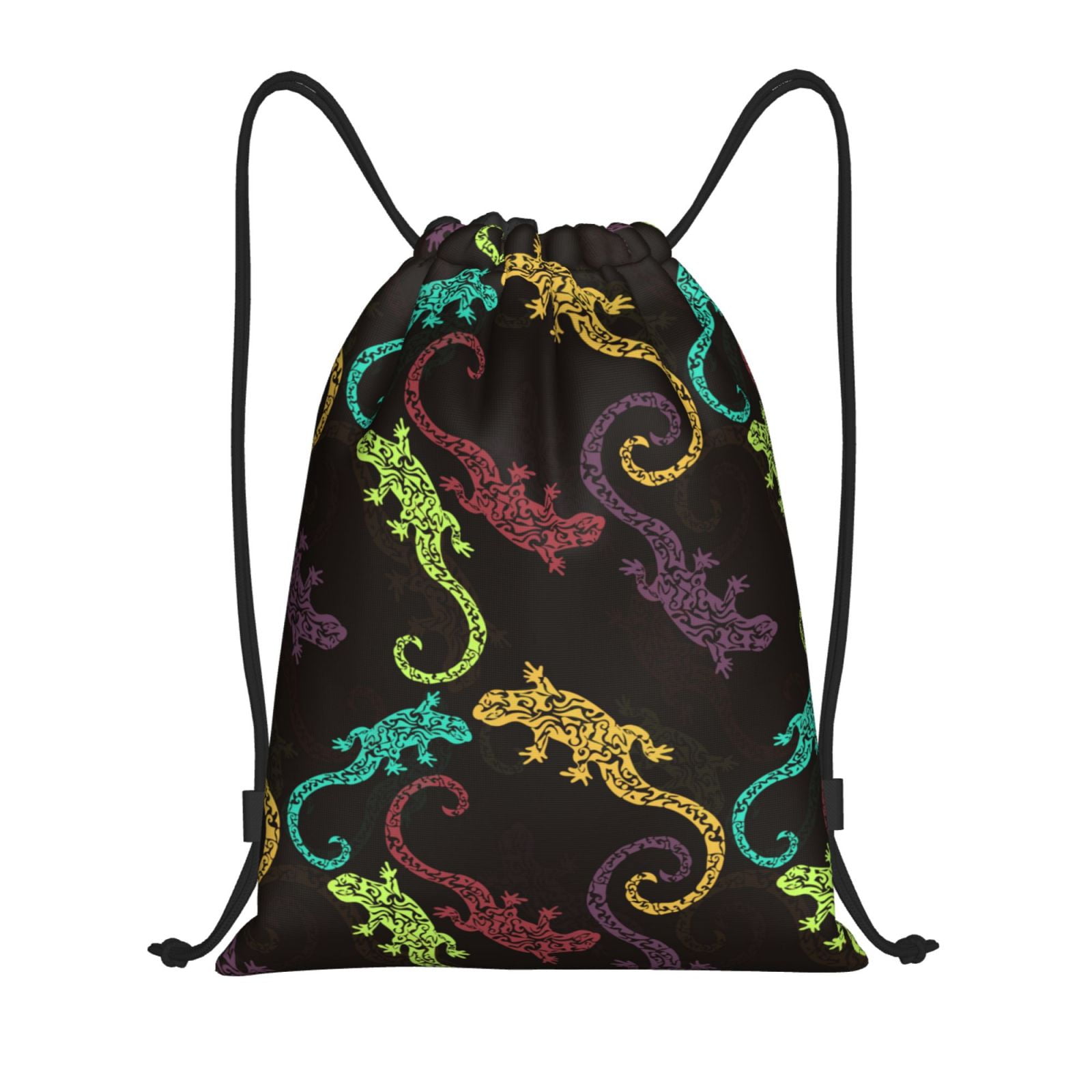 Drawstring Backpack, Minimalist Color Gecko Lizard Light Waterproof ...