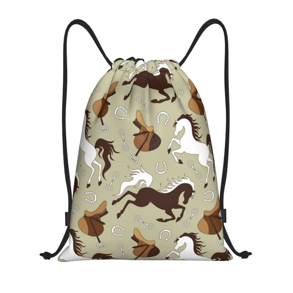 Drawstring Backpack - Minimalist Cool Horse Saddle_A Splash Proof Small Drawstring Gym Bag for Women Men, Cinch Sports String Bag Backpack for Travel Swimming Beach