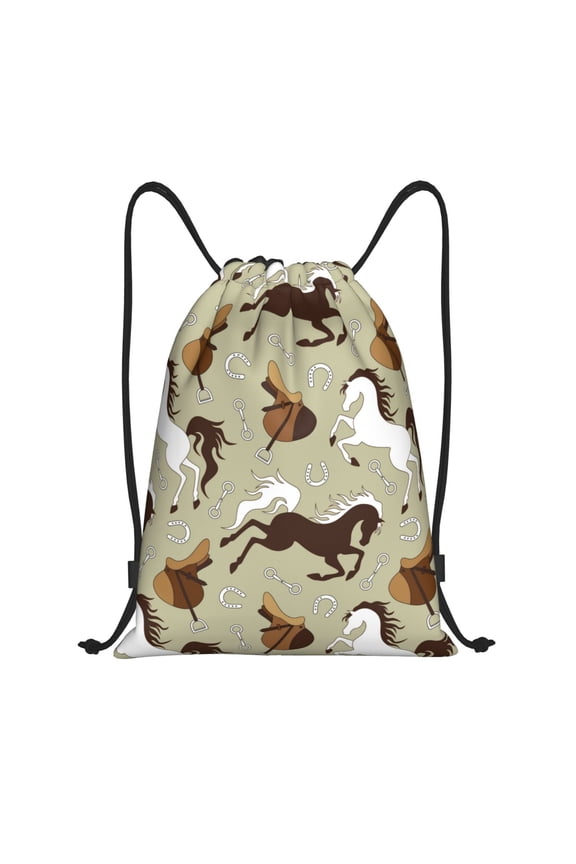 Drawstring Backpack - Minimalist Cool Horse Saddle_A Splash Proof Small Drawstring Gym Bag for Women Men, Cinch Sports String Bag Backpack for Travel Swimming Beach
