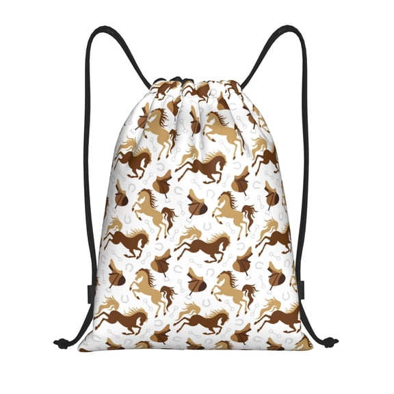 Drawstring Backpack - Minimalist Cool Horse Saddle Splash Proof Small Drawstring Gym Bag for Women Men, Cinch Sports String Bag Backpack for Travel Swimming Beach