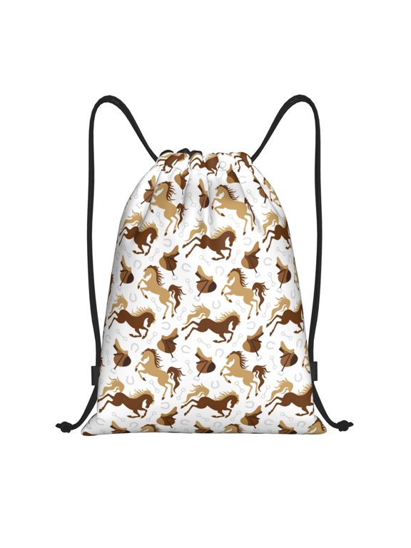 Drawstring Backpack - Minimalist Cool Horse Saddle Splash Proof Small Drawstring Gym Bag for Women Men, Cinch Sports String Bag Backpack for Travel Swimming Beach