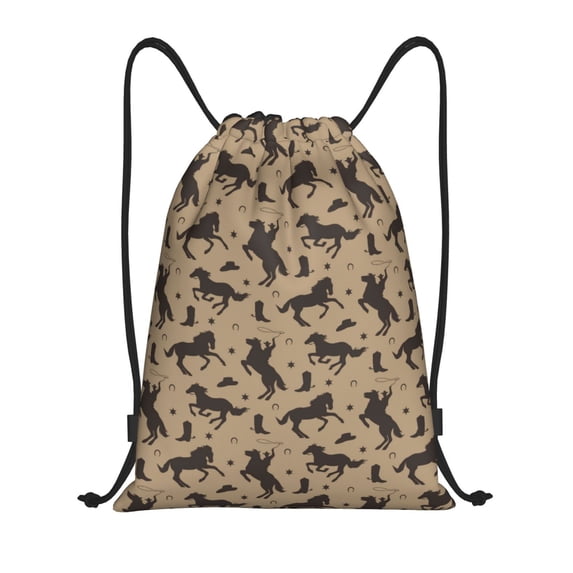 Drawstring Backpack - Modern Minimalist Cowboy Horse Splash Proof Small Drawstring Gym Bag for Women Men, Cinch Sports String Bag Backpack for Travel Swimming Beach