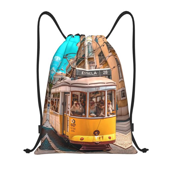 Drawstring Backpack - Modern Urban Monkey Splash Proof Small Drawstring Gym Bag for Women Men, Cinch Sports String Bag Backpack for Travel Swimming Beach
